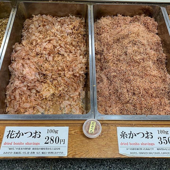 Japanese katsuobushi bonito shavings used to make baby dashi stock