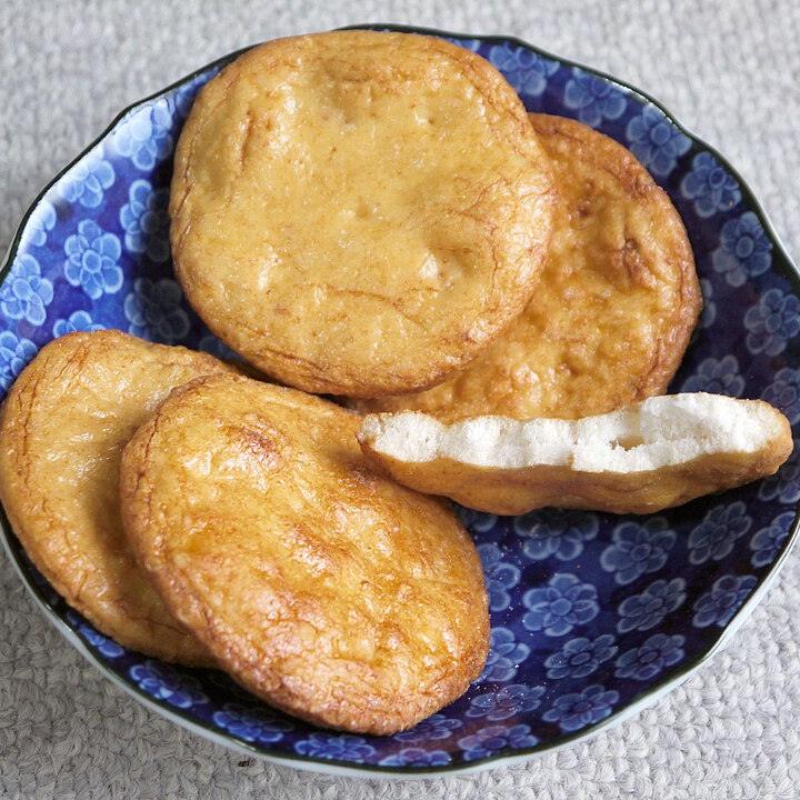 Japanese baby rice crackers on a plate